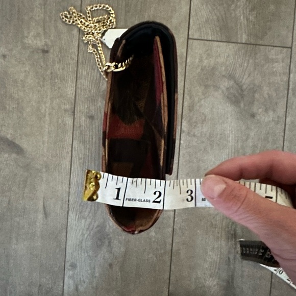 GORGEOUS Vintage 80s Handbag Purse Envelope Clutch Chain Crossbody Patchwork - Picture 14 of 16